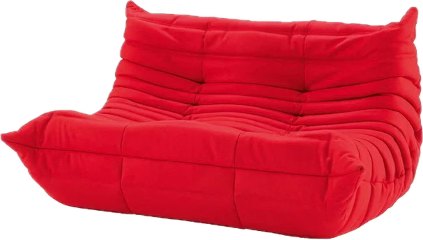 Red bean bag chair on a white background