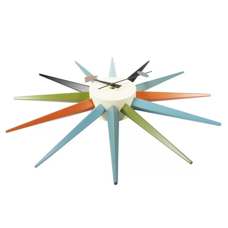 Colorful spiky clock on a white background