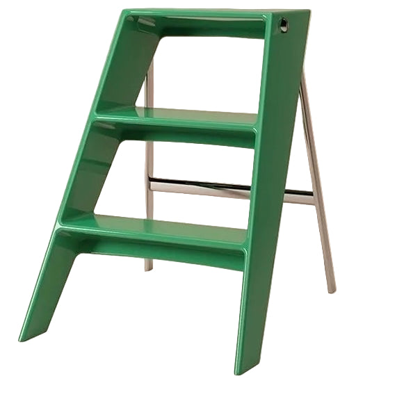 Green step stool on a white background