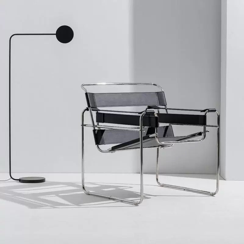 Modern chair with a minimalist design on a white background