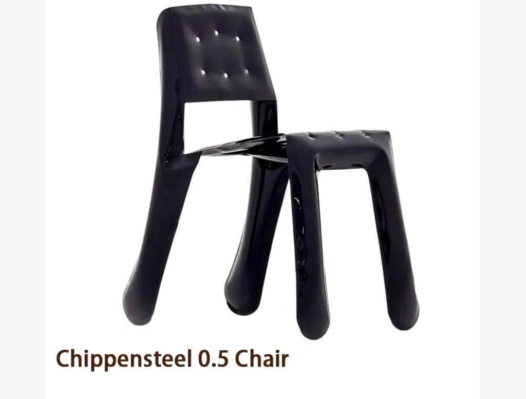 Black chair with 'Chippensteel 0.5 Chair' text on a white background