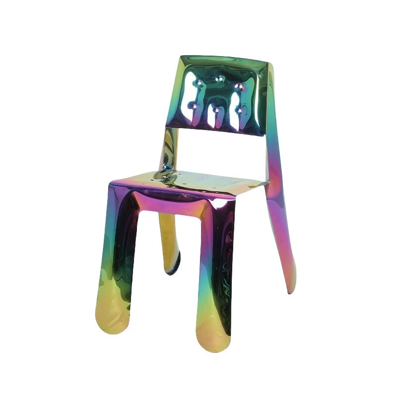 Multicolored metallic chair on a white background
