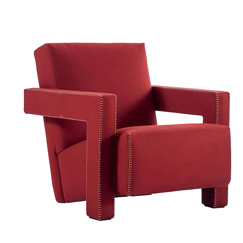 Red armchair with a white background