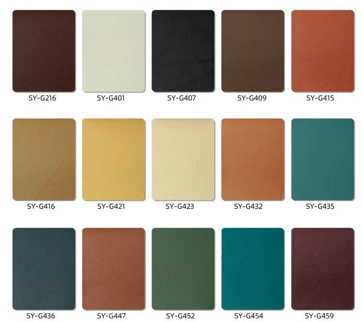 Color swatches of various shades with corresponding codes on a white background
