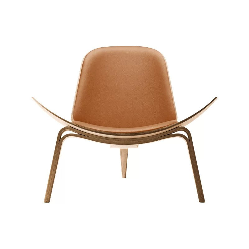 Brown chair with a unique design on a white background