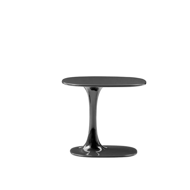 Black side table on a white background