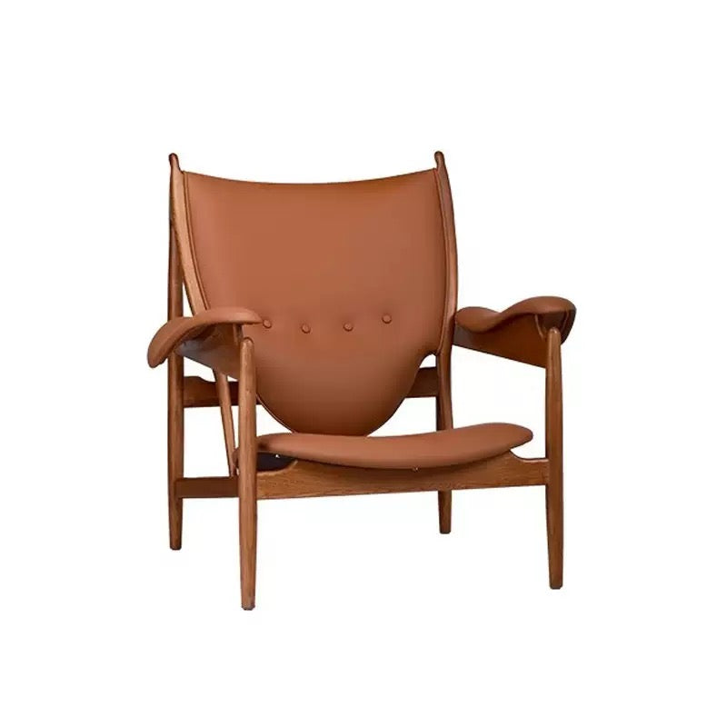 Brown leather chair on a white background