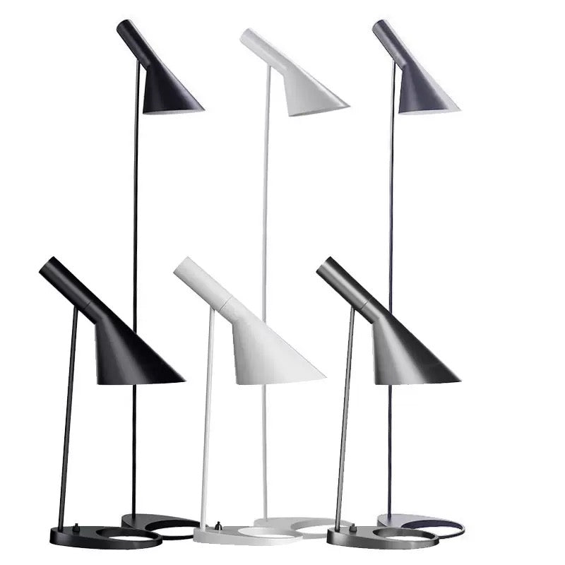 Set of five pendant lights in black, white, and gray on a white background
