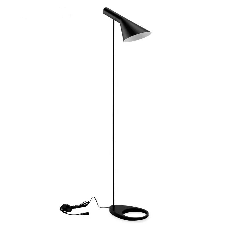 Black floor lamp on a white background