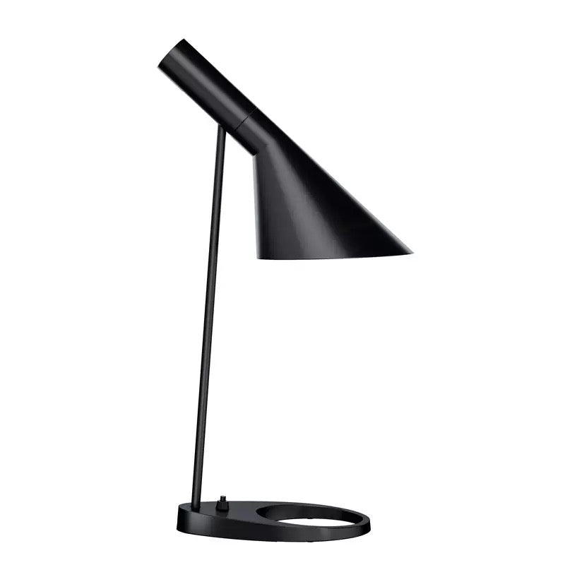 Black table lamp on a white background