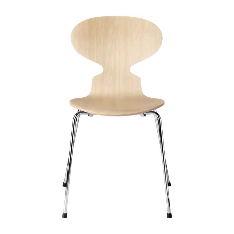 Wooden chair with metal legs on a white background