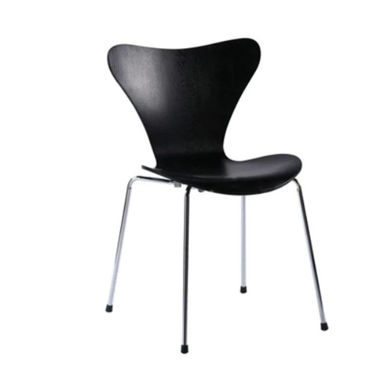 Black chair with metal legs on a white background