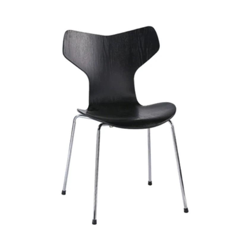 Black chair with metal legs on a white background
