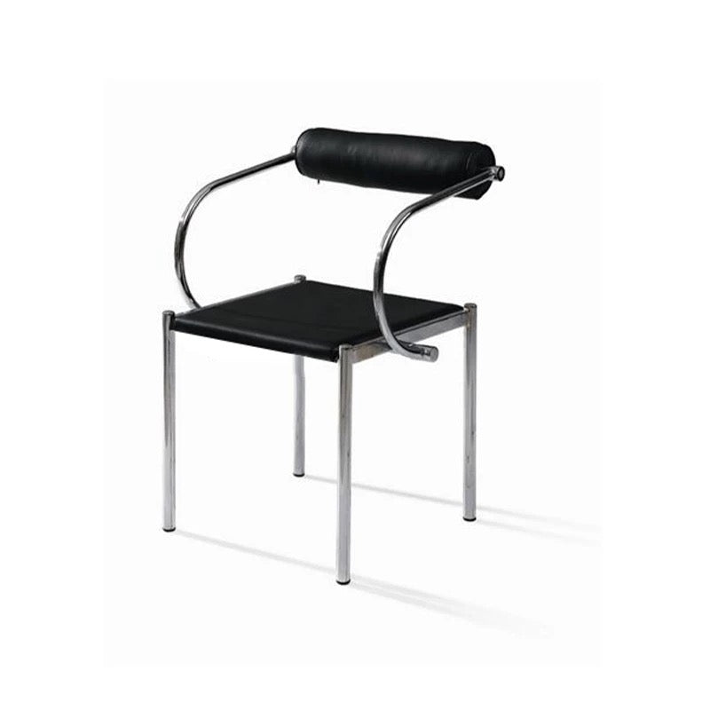 Black chair with metal frame on a white background