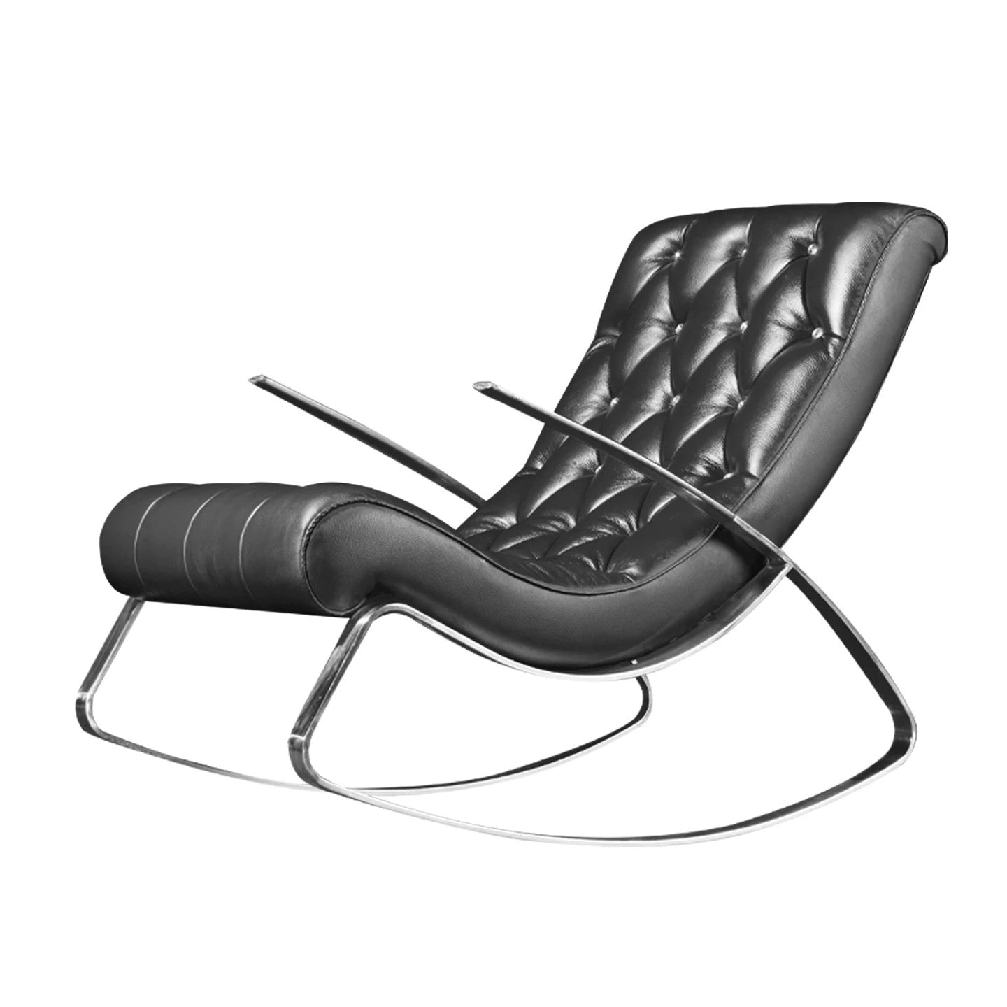 Black leather rocking chair on a white background