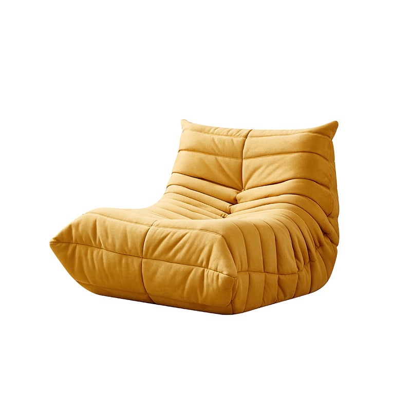 Yellow bean bag chair on a white background
