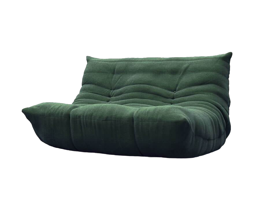 Green bean bag chair on a white background
